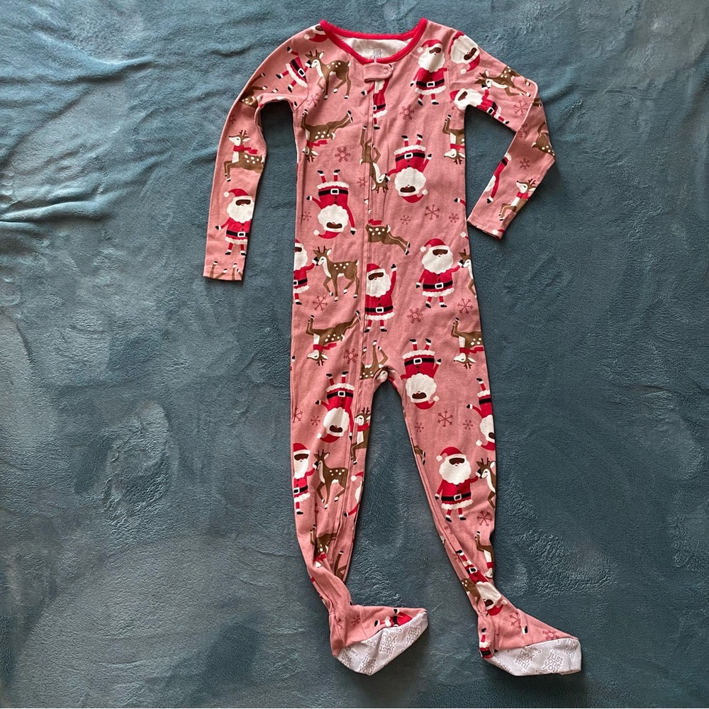 Carter's Pink Santa and Reindeer Footie